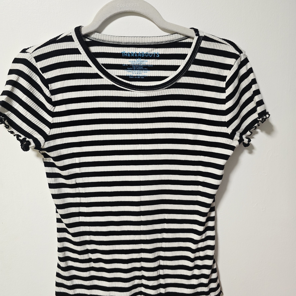 Black and White Striped Kids Shirt